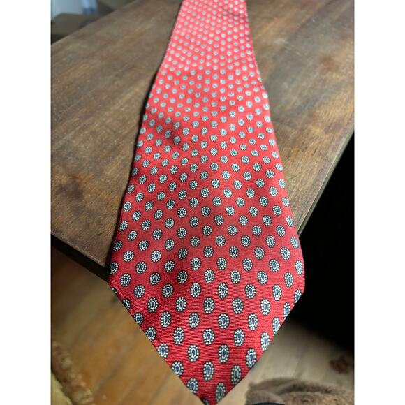 Angelo Bosani Tie Rack Mens Neck Tie Classic Red Blue Florets 100% Silk - Picture 8 of 10